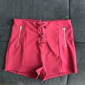 High-Waisted Lace Up Shorts